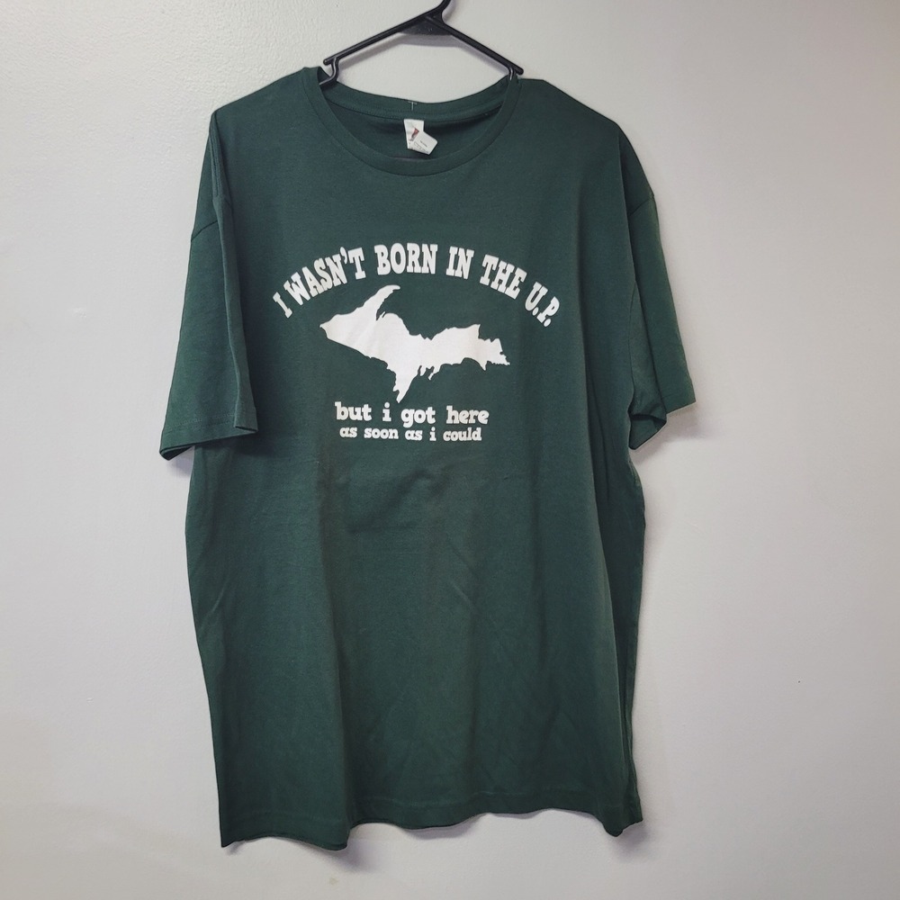 Smart Blanks Michigan Upper Peninsula UP Graphic T Shirt Green Mens XL